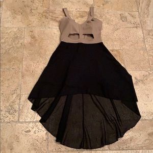 Black and taupe hi low dress